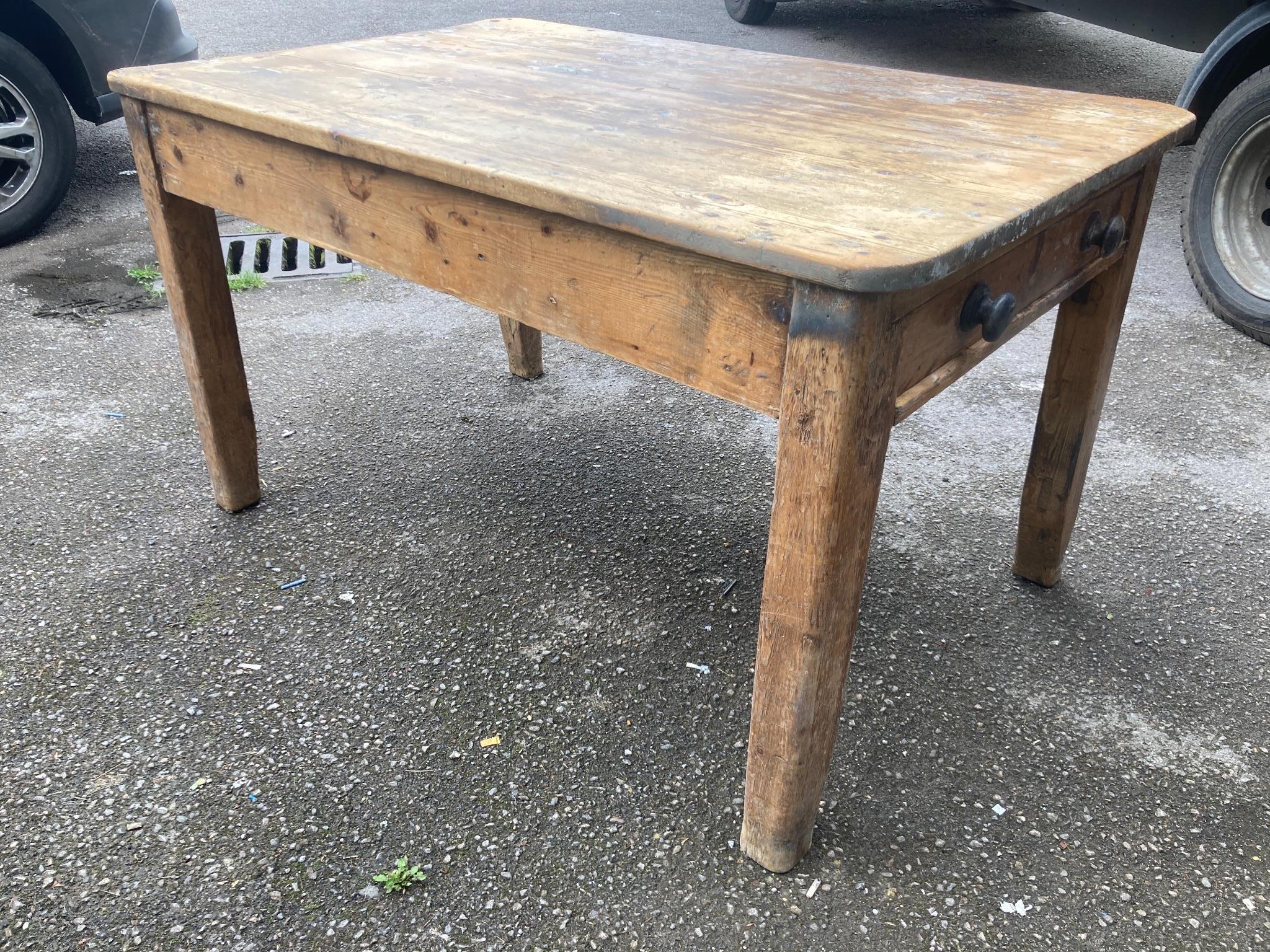 A Victorian rectangular pine kitchen table, width 132cm, depth 82cm, height 75cm